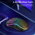 Wireless Gaming Mouse 2.4GHz with Colourful Light Rechargeable 6D Buttons High-Precision Optical Sensor for Laptop Computer. 