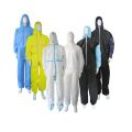 Full-body Disposable Coverall with Hood SMS Non-Woven Fabric SF Breathable Membrane Protective Clothing PP Dustproof Clothing Isolation Workwear. 