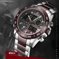 NAVIFORCE NF9171 Dual Movement Digital Analog Function Quartz Watch - Coffee/Silver. 