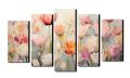 5-Piece Canvas Wall Art Set – Abstract Textured Floral Tulips & Poppies Print. 