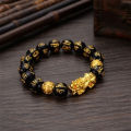 Obsidian Bacelet Unisex Wristband Gold Black Pixiu Wealth and  Luck Bracelet MNP. 