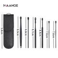MAANGE 6Pcs Earpick Stainless Steel Ear Wax Remover Earplugs Ear Cleaning Tool Set With Storage Box MAG3047. 
