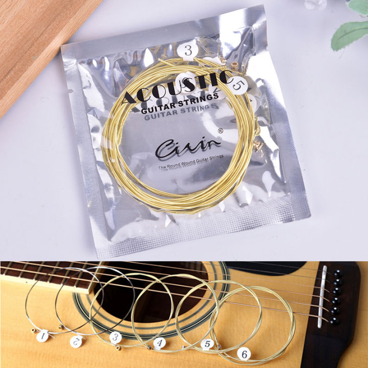 6pcs/set Universal Acoustic Guitar String Brass Hexagonal Steel Core Strings For Cologo