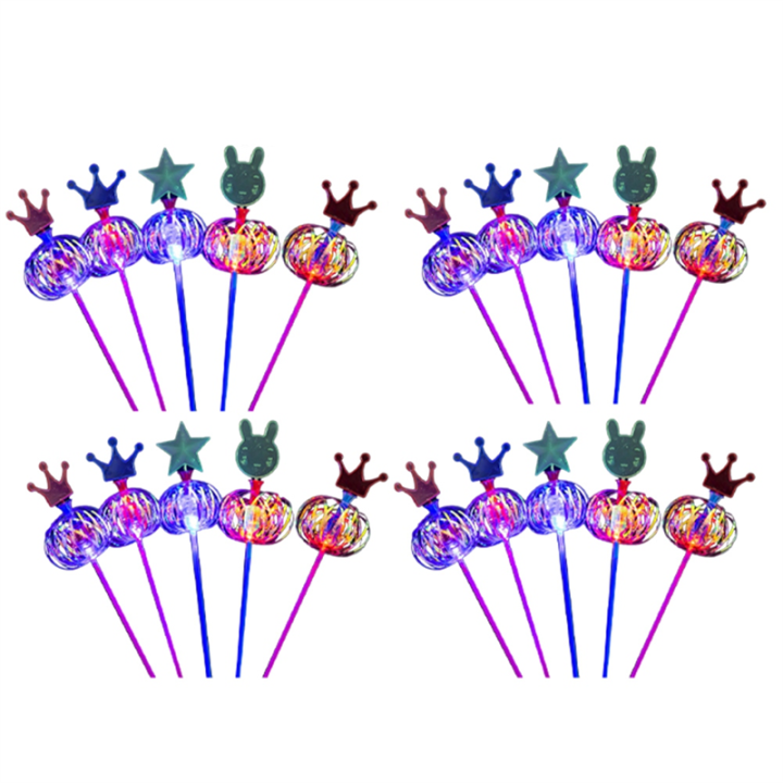 20PCS Rainbow Magic Stick Wand LED Bubble Flower Colorful Luminous Toy Flashing Stick Toy Toys Birthday Wedding Party Easy Install