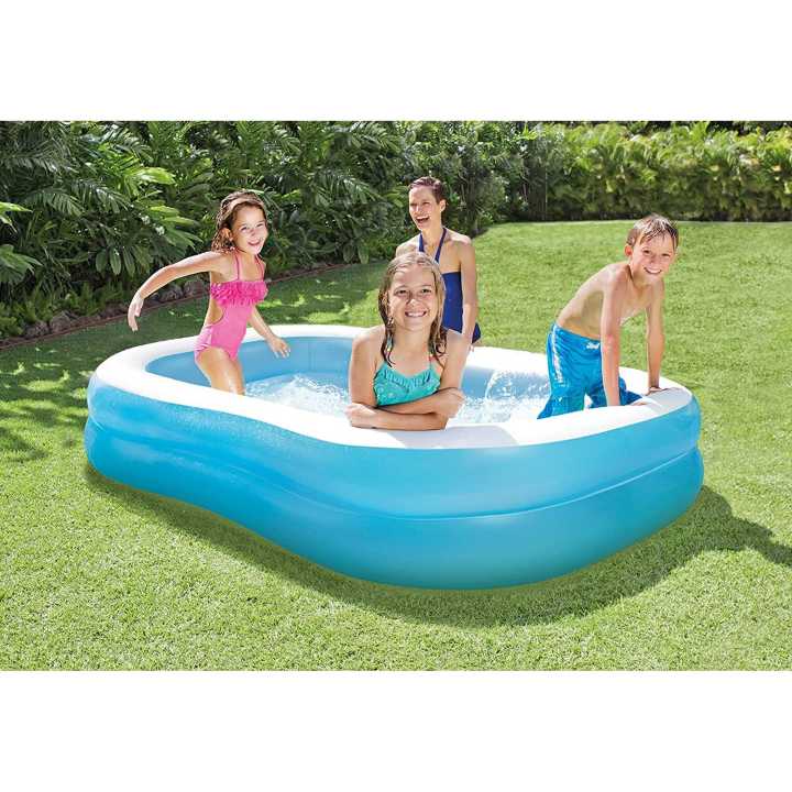 Intex 3 Air Chambers Superior Quality Baby Swimming Water Pool - 2.03M x 1.52M x 48cm | Portable Swimming Pool With Pump For Kids