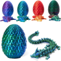 3D Printed Dragon in Egg, Full Articulated Dragon Crystal Dragon with Dragon Egg,Home Office Decor Executive Desk Toys-D Easy to Use. 