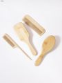 Sutuiying 4PCS natural bamboo and wood comb, anti-static, pointed tail comb, Fifty percent discount oval square scalp massage brush, dry and wet dual-purpose. 