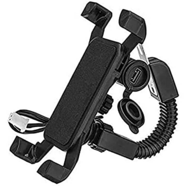2 In 1 Bike Mobile Holder With Mobile Charger-Black