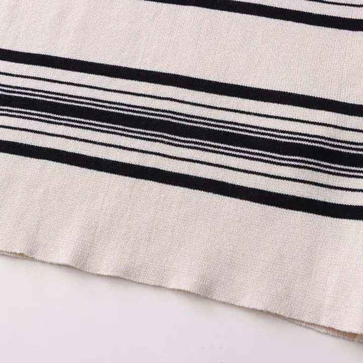 Sweet%20Square%20Neck%20Stripe%20Long%20Dress%20Slim%20Fit%20Beachwear%20Short%20Sleeve%20Dresses%20Simple%20Spicy%20Girl%20Stripe%20Knitted%20Dress%20Summer%20-%20Image%208