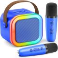 Integrated Bluetooth Audio Mini Karaoke Machine with /2 Wireless Microphones K12 Portable Bluetooth Speaker RGB Light Fun Toys Karaoke Microphone Family Singing. 