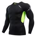 Cross Border PRO Men's Quick Drying Breathable Long Sleeve Outdoor Running Sports Compression Print Tight Fitness Training T-Shirt. 