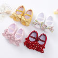 2022 new princess shoes 0-3-6-October baby shoes INS baby shoes bow single-layer shoes soft soled toddler shoes. 