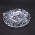 Big Size Good Luck Tortoise Turtle Statue, Crystal Glass Statue- White Clear With Plate. 