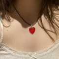 Masala Beads Cute 16mm Bloody Red Heart Charm Pendant Necklace Or Necklaces For Women | Fashion Red Heart Pendent For Women. 