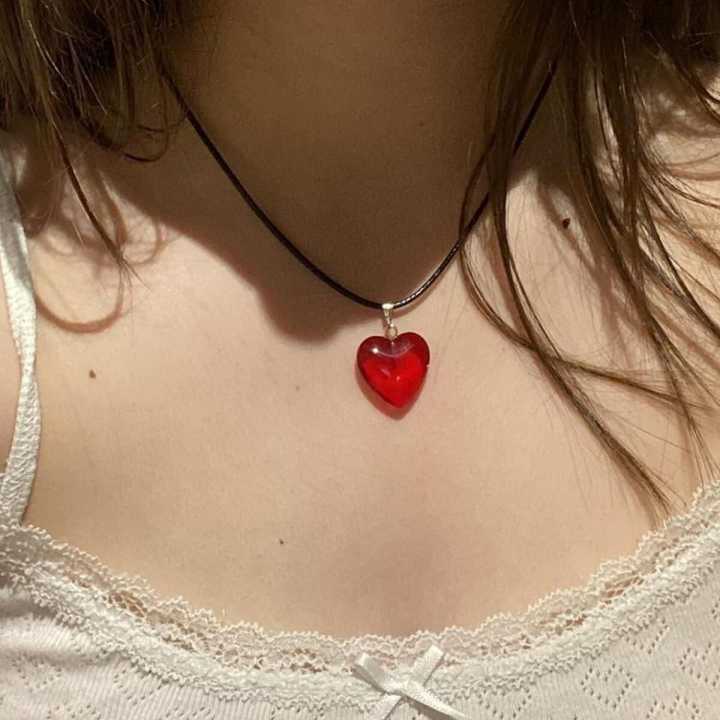 Masala Beads Cute 16mm Bloody Red Heart Charm Pendant Necklace Or Necklaces For Women | Fashion Red Heart Pendent For Women