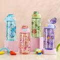 Portable 550ML Water Bottle Leak Proof with Straw Drinking Bottle Anti-fall Cartoon Print Sports Water Bottle for Students. 