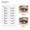 MAANGE MAGEFY 7 Pairs Faux Mink Synthetic Eyelash With Cruelty Free Natural Wispy Invisible Band Cat Eye Lashes MGY7260-7A. 