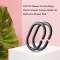 JAERBEE 24 PCS Shower Curtain Rings Plastic Shower Curtain Hooks for Bathroom Shower Rod. 