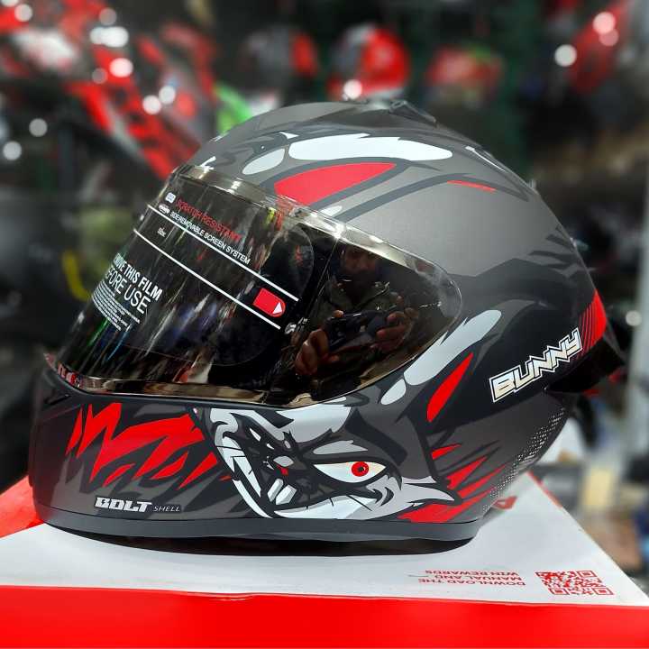 Vega%20Bolt%20Bunny%20Dull%20Black%20Red%20Full%20Face%20Single%20Visor%20Helmet%20%7C%20VEGA%20DOT%20&%20ISI%20Certified%20Black/Red%20Protective%20Head%20Wear%20-%20Image%204