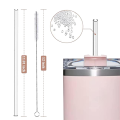 6 Piece Replacement Straws Transparent Reusable With Cleaning Brush For 40Oz Tumbler,Cup Straw For Tumbler Accessories. 