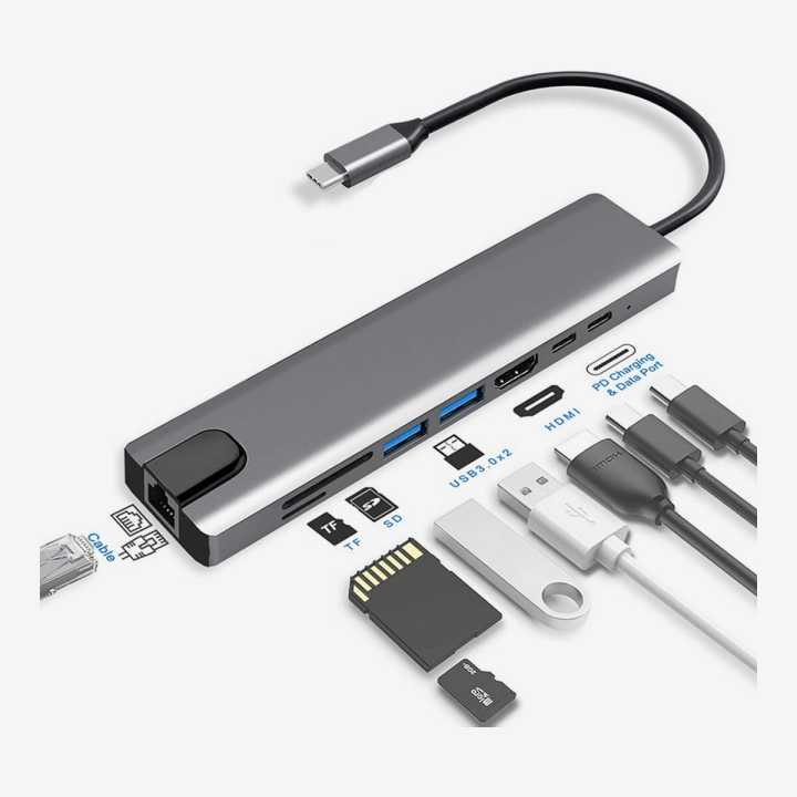 USB C HUB, 8 in 1 USB C Adapter with 4K HDMI