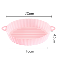 20Cm Air Fryers Oven Baking Tray Fried Chicken Basket Mat AirFryer Silicone Pot Round Replacemen Grill Pan Pink. 