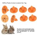 100Pcs Plastic Animal Livestock Ear Tag for Rabbit Fox Dog (Orange). 