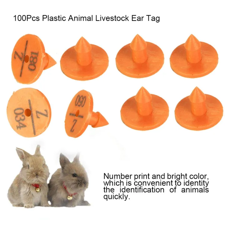 100Pcs%20Plastic%20Animal%20Livestock%20Ear%20Tag%20for%20Rabbit%20Fox%20Dog%20(Orange)%20-%20Image%204