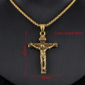 Mens Silver Stainless Steel Jesus Christ Crucifix Cross Pendant Necklace Chain ZHANGNA. 