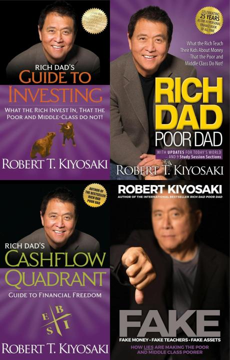 Robert T. Kiyosaki  4 Set (Rich Dad Poor Dad, Cashflow Quadrant, Guide To Investing And Fake)