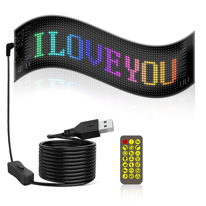 Spreeshop LED Matrix Panel Programmable Flexible Screen IP65 Display Animation Message Scrolling Sign APP Control Cars Shop Bar,C