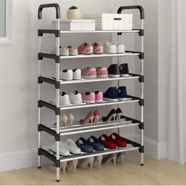 6 layers Stainless Steel Durable 12mm pipe Multipurpose Shoe Rack