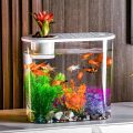 Transparent Home Office Desk Decoration Aquarium Table Fish Bowl Tank With Lid 13 Litre. 