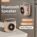 Portable Mini Magnetic Back Clip Mini Bluetooth Speaker Time Display Built in Microphone Retro Speaker Led Lighting Night Light Wireless Speaker Music Gift. 
