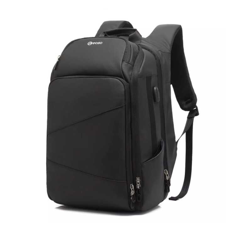 POSO%20Laptop%20Backpack%20For%20Unisex%20-%20Black%20%7C%20Fashion%20Polyester%20Outer%20Cover%20Bag%20With%20Arcuate%20Shoulder%20Strap%20Backpack%20-%20Image%202