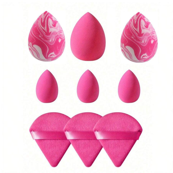 New%209%20PCS%203%20salmon%20beauty%20egg%20velvet%20triangle%20setting%20powder%20puff%20mini%20beauty%20tool%20blender%20travel%20beauty%20tool%20-%20Image%204