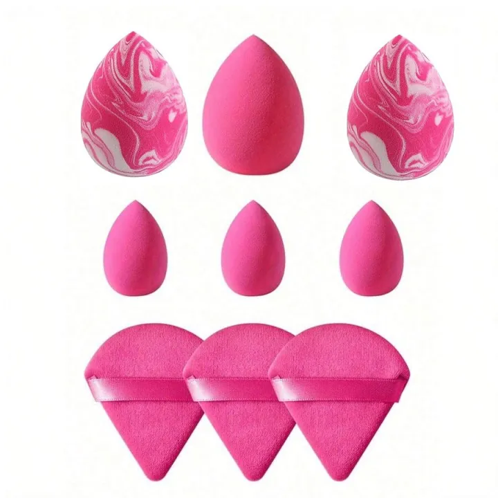New%209%20PCS%203%20salmon%20beauty%20egg%20velvet%20triangle%20setting%20powder%20puff%20mini%20beauty%20tool%20blender%20travel%20beauty%20tool%20-%20Image%204