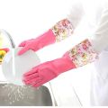 Kitchen Dish Washing And Cleaning Gloves With Sleeve (Fur Inside). 