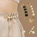 St.kunkka 1-2pcs Korean Fashion Pearl Brooch Anti-exposure Pins Buckles Perdible Tightening Waistband Pins Collar Clips For Apparel Accessories Making. 