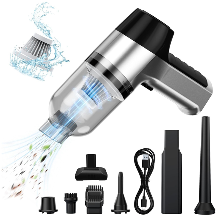 Mini Handheld Vacuum Cleaner Handheld Wireless Black & Silver-Gray ABS Car 3-In-1 Compressed Air Multifunctional Brushless Motor