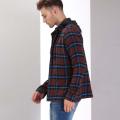 Wrogn Under The Hood Brown Slim Fit Checked Hoodie for men. 