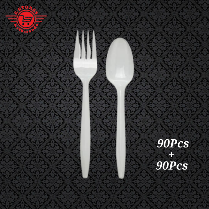 Disposable Plastic Spoon And Fork 180Pcs