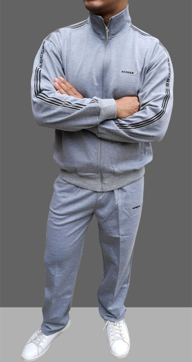Premium Ash Grey Cotton Tracksuit for Men