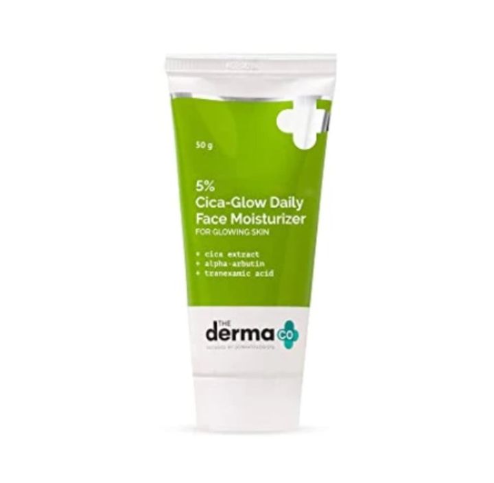 The Derma Co 5% Cica-Glow Daily Face Moisturizer with Alpha Arbutin & Tranexamic Acid for Glowing Skin - 50 g