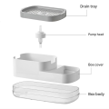 Dish Detergent Dispenser for Kitchen Sink Multifunctional Soap Box Soap and Sponge- White. 