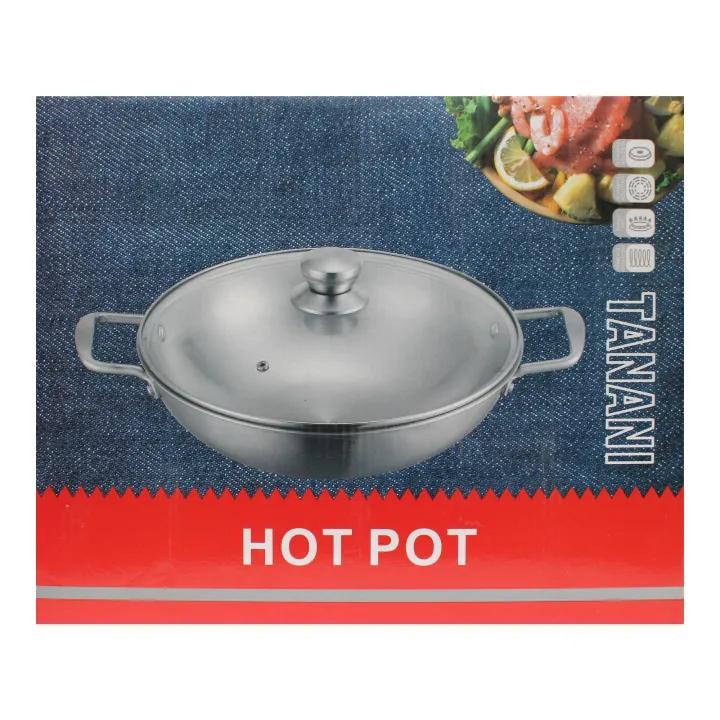 Chrome%20Color%20Three-ply%20Tanani%20Stainless%20Steel%20Karai%2026%20CM%20With%20Transparent%20Glass%20Lid%20-%20Image%205