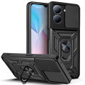 For VIVO Y27S Case Car Foldable Metal Bracket Sliding Camera Protection Hard Shockproof for VIVO Y27S Back Cover. 
