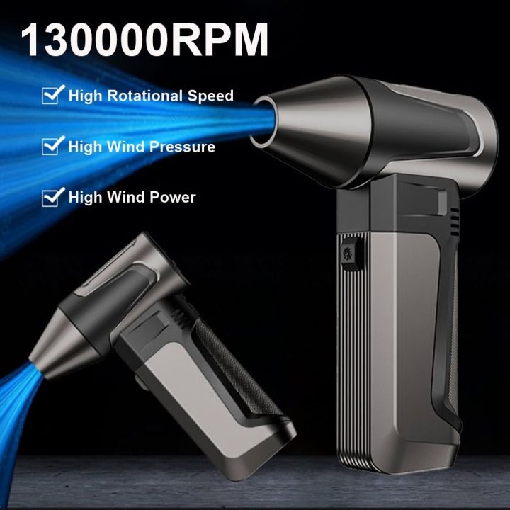 Mini Air Duster 52m/s 130000RPM Turbofan Adjust Speed Dust Removal Snow Whiz Led Turbo Blower Dust Blower Powerful High Power Jet Fan Car Cleaning