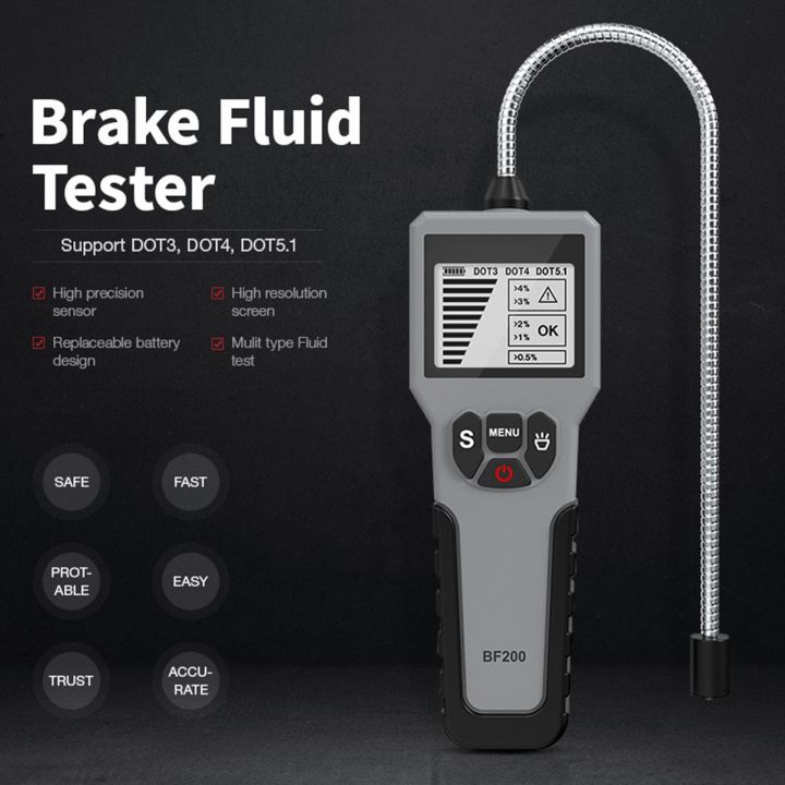 Automotive Brake Fluid Tester Oil Moisture Water Detection with LCD Display for Vehicle DOT3 DOT4 DOT5.1 Brake Fluid Detector