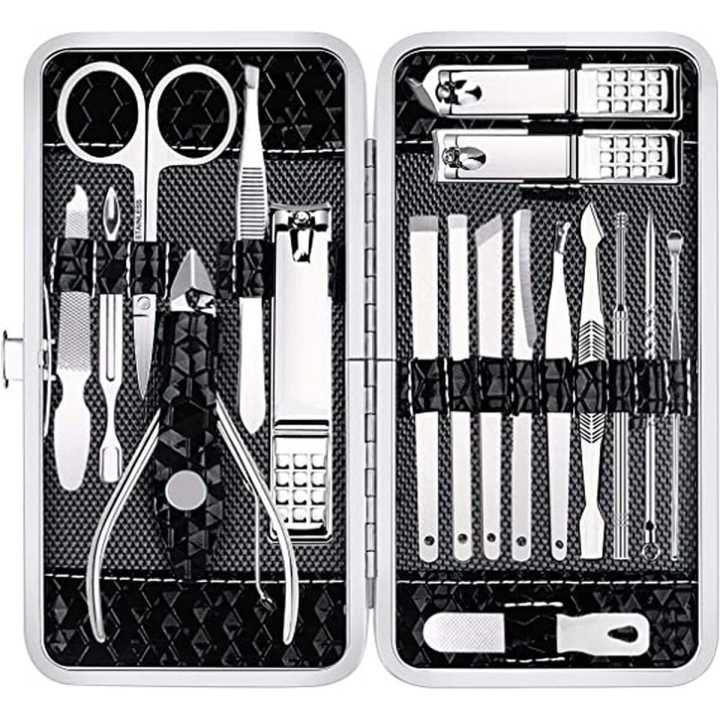 19Pcs/Set Pedicure Manicure Kit Nail Clippers Cleaner Cuticle Grooming Tools